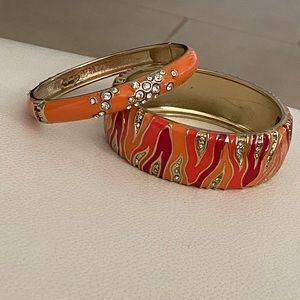 SEQUIN ENAMEL BRACELET IN ORANGE WITH RHINESTONES
